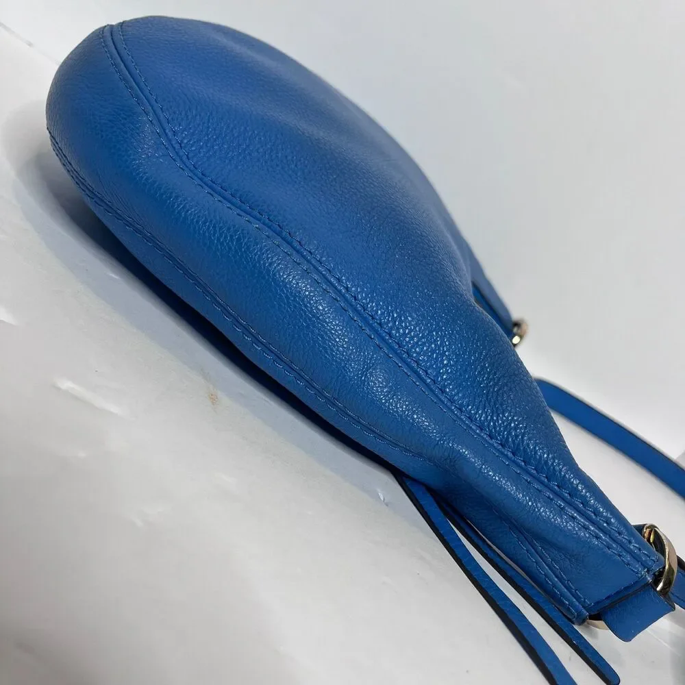 Michael Kors Rhea Heritage Blue Crescent Hobo Crossbody Bag